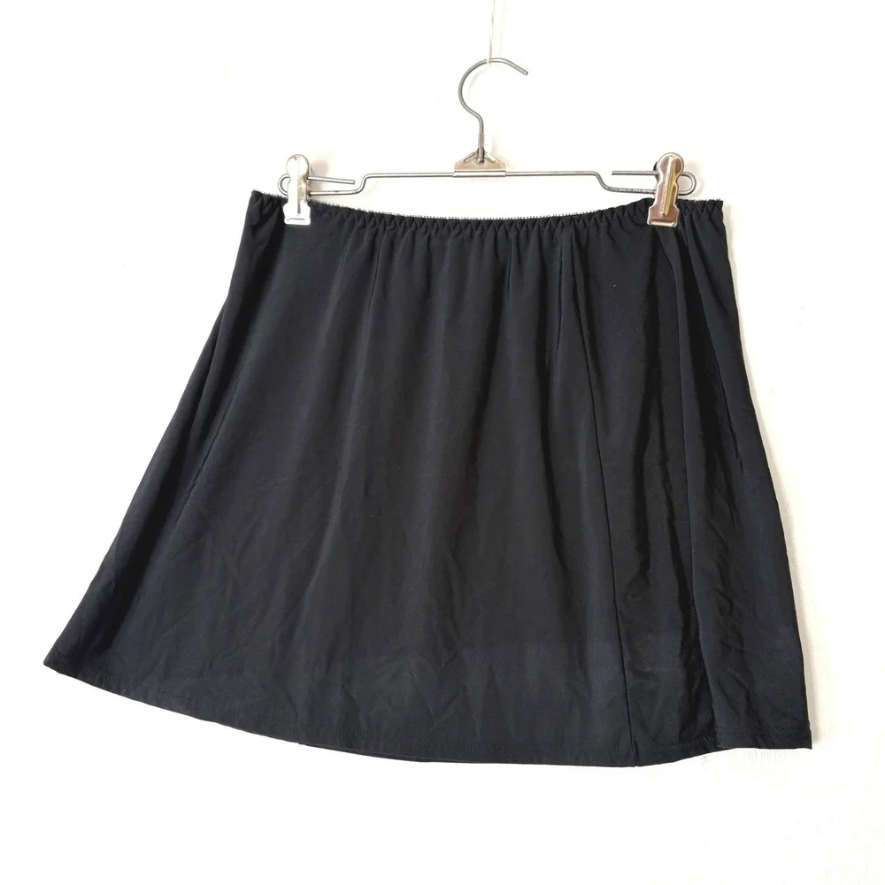 Olga Vintage Black Mini Half Slip Skirt Side Slit Elastic Waist 12409S XL 87